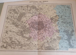 CARTE ENVIRONS DE PARIS AVEC FORTS ATLAS MIGEON DOUBLE PAGE - Cartes Géographiques