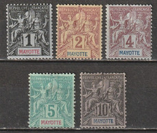 Mayotte N° 1, 2, 3, 4, 5 * - Nuevos