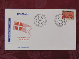 Denmark 1992 FDC Cover Copenhagen - Football Soccer - Brieven En Documenten