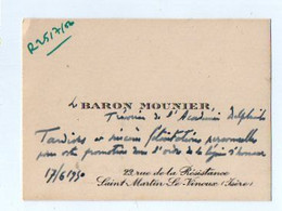 VP19.727 - SAINT MARTIN LE VINOUX ( Isère ) 1950  - CDV - Carte De Visite - Mr Le Baron MOUNIER De L'Académie Delphinale - Visiting Cards