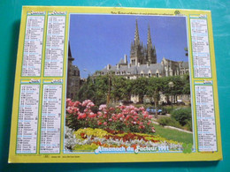 Calendrier 1991 Oller Quimper Cathédrale Château Chenonceaux  Almanach Facteur PTT POSTE Département Sarthe - Grand Format : 1991-00