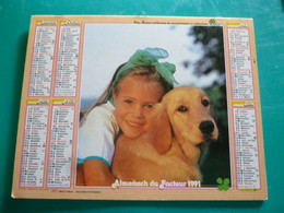 Calendrier 1991 Oller Fillette Chien Labrador Caneton  Almanach Facteur PTT POSTE Département Sarthe - Grand Format : 1991-00