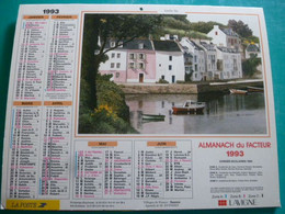 Calendrier 1993 Lavigne MENERBES Aquarelle Duvoisin SAUZON Rare Almanach Facteur PTT POSTE Département Sarthe - Big : 1991-00