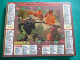 Calendrier 1993  Oberthur  SPECIAL VINS Viticulture Vigneron  Rare Almanach Facteur PTT POSTE Département Sarthe - Formato Grande : 1991-00