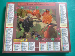 Calendrier 1993  Oberthur  SPECIAL VINS Viticulture Vigneron  Rare Almanach Facteur PTT POSTE Département Sarthe - Grand Format : 1991-00