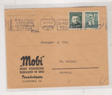 SLOVAKIA WW II 1940 BRATISLAVA Nice Cover To Switzerland - Cartas & Documentos