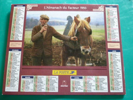 Calendrier 1993  Oberthur Fauchage à La Faux  Paysan Pipe Cheval Trait Almanach Facteur PTT POSTE Département Sarthe - Big : 1991-00