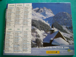 Calendrier 1994 Oller PRALOGNAN LA VANOISE Savoie Foret Riviere Colorado  Almanach Facteur PTT POSTE Département Sarthe - Formato Grande : 1991-00