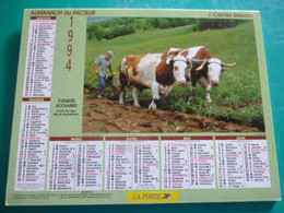 Calendrier 1994 Cartier Bresson Labours Attelage Boeufs Ain Moisson Alpes  Almanach Facteur PTT POSTE Département Sarthe - Big : 1991-00