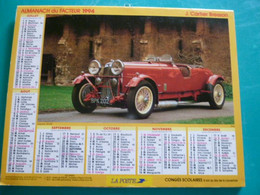 Calendrier 1994 Cartier Bresson Voiture LAGONDA M45R,  DUESENBERG Model J  Almanach Facteur PTT POSTE Département Sarthe - Tamaño Grande : 1991-00