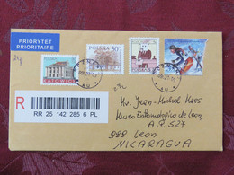 Poland 2010 Registered Cover To Nicaragua - Ski (broken) - Zodiac - Houses - Lettres & Documents