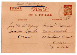 Entier  Carte Postale    IRIS Sans Valeur --de MOUTIER ROZEILLE -23 Pour ARRAS -62.......cachet ......à Saisir - Standard Postcards & Stamped On Demand (before 1995)