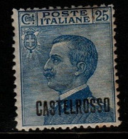 Castelrosso Sass 5  1922 Victor Emmanuel  25c Blue, Mint Never Hinged - Castelrosso