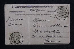 PORTUGAL - Affranchissement Recto Et Verso De Leiria Sur Carte Postale En 1908 Pour La France  - L 123224 - Lettres & Documents