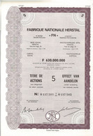 Titre Ancien - Fabrique Nationale Herstal "FN" Titre De 1978 - N°S 0247541 à 0247545 - EF - Industrie