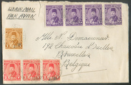 KING FAROUK Franked 10mil. (strip Of 3 + 1) + 1mil  + 2 Mil. (strip Of 3) Cancelled FIELD POST OFFICE 187 On Airmail Cov - Lettres & Documents