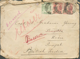 Incoming Mail - Cover From Belgium (fr. 25c.) Canc. BRUXELLES Jan. 1906 To Bagotla (Kulu) Punjab, (biffé) And Return  - - Altri & Non Classificati