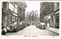 LEICESTER - LEICESTERSHIRE- Market Street -Autos -Commerce - Circulated 1960 - Leicester