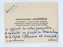 VP19.737 - GRENOBLE - CDV - Carte De Visite - Mr  Jean - Lucien ANDRIEUX Professeur à La Faculté Des Sciences ..... - Cartes De Visite