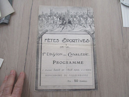 Programme Militaire Fêtes Sportives De La 1ère Division De Cavalerie 21/04/1919 En L'état - Programma's