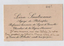 VP19.742 - GRENOBLE - CDV - Carte De Visite - Mr Léon SAUTREAUX Professeur Chevalier De La Légion D'Honneur - Cartes De Visite