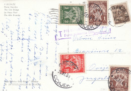 Yugoslavia Postage Due Taxed In Osijek 1961 , Postcard Sent From Firenze Italy - Impuestos