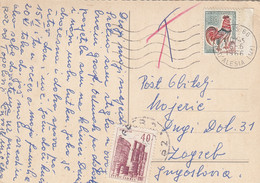 Yugoslavia Postage Due Taxed In Zagreb 1966 , Postcard Sent From Paris France - Impuestos