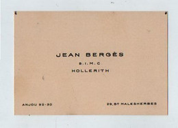 VP19.745 - PARIS - CDV - Carte De Visite - Mr Jean BERGES S.I.M.C. Hollerith - Cartes De Visite