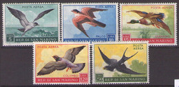 SAN MARINO 1959  POSTA  AEREA FAUNA AVICOLA Mi 606/10  MNH** LUX - Unused Stamps
