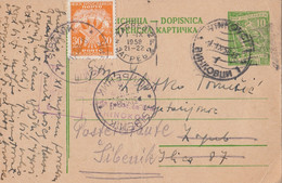 Yugoslavia Postage Due Taxed In Šibenik Poste Restante , Stationery Sent From Vinkovci 1958 - Impuestos