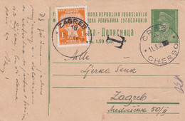 Yugoslavia Postage Due Taxed In Zagreb , Stationery Sent From Cres Cherso 1948 - Impuestos