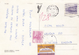 Yugoslavia Postage Due Taxed In Zagreb , Postcard Sent From Starigrad Paklenica 1987 - Impuestos