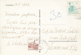 Yugoslavia Postage Due Taxed In Zagreb , Postcard Sent From Beograd 1985 - Impuestos