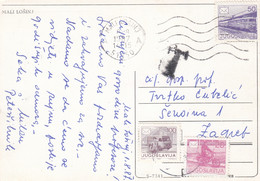 Yugoslavia Postage Due Taxed In Zagreb , Postcard Sent From Mali Lošinj 1987 - Impuestos