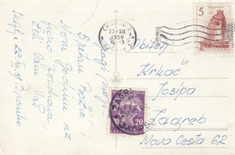 Yugoslavia Postage Due Taxed In Zagreb , Postcard Sent From Skopje 1959 - Timbres-taxe