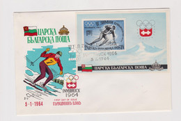 BULGARIA 1964 EXILE OLYMPIC GAMES Imperforated Sheet FDC Cover - Lettres & Documents