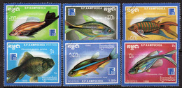 Kampuchea 1988 Fish Part Set Of 6, CTO Used, SG 907/12 - Kampuchea