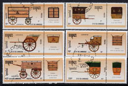 Kampuchea 1990 Horse-drawn Transport Part Set Of 6, CTO Used, SG 1050/5 - Kampuchea