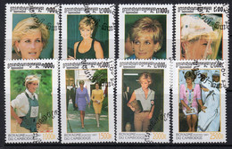 Kampuchea 1997 Princess Diana Commemoration Complete Set Of 8, CTO Used, SG 1718/25 - Kampuchea