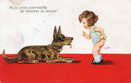 Illustrateur J Wills " Si Tu Crois Convenable De Montrer Ta Langue " Enfant Chien Loup - Wills, John