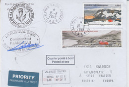 TAAF Crozet Cover Ship Visit RV Marion Dufresne Signature Cdt Ca Alfred Faure Crozet 15-8-2018 (57779B) - Covers & Documents
