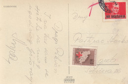 Yugoslavia Red Cross Postage Due Taxed In Zagreb , Postcard Sent From Dubrovnik - Impuestos