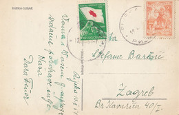 Yugoslavia Red Cross Postage Due Taxed In Zagreb , Postcard Sent From Rijeka 1951 - Postage Due