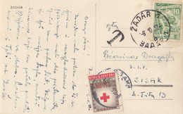 Yugoslavia Red Cross Postage Due Taxed In Sisak , Postcard Sent From Zadar 1952 - Impuestos