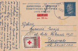 Yugoslavia Red Cross Postage Due Taxed In Zagreb, Stationery Sent From Vipava 1952 - Postage Due