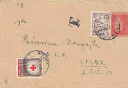 Yugoslavia Red Cross Postage Due Taxed In Sisak , Cover Sent From Zadar 1952 - Timbres-taxe