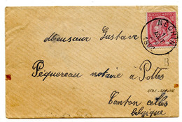 BELGIQUE - N°46 OBLITERE TAD NECHIN + BOITE RURALE B SUR LETTRE DE LERS FRANCE, 1892 - 1884-1891 Leopoldo II