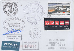 TAAF Crozet Cover Ship Visit RV Marion Dufresne Signature Cdt Ca Alfred Faure Crozet 15-8-2018 (57779G) - Covers & Documents