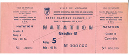 MONACO  BILLET ANNULE COMITE MUNICIPAL DES FETES NATATION  GRADIN B Du 11 9  1973 - Eintrittskarten