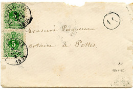 BELGIQUE - N°45X2 OBLITERES TAD TEMPLEUVE + BOITE RURALE AK SUR LETTRE AVEC CORRESPONDANCE D'OBIGIES, 1894 - 1869-1883 Leopold II.